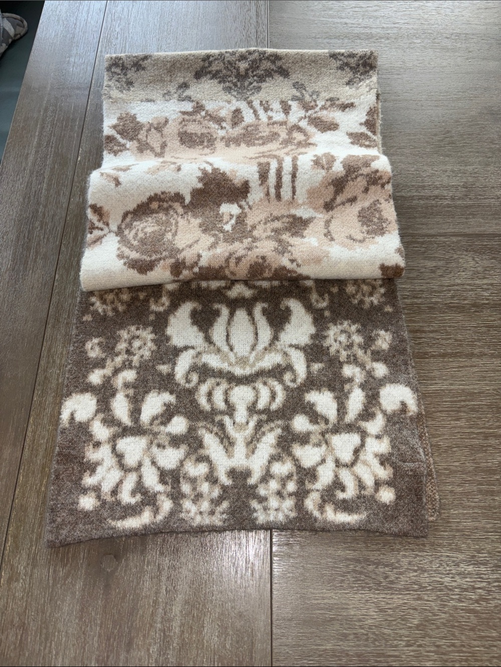 Anthropologie Brown and Cream Floral Patterned Scarf